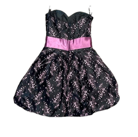 Jessica McClintock size 5 for Gunne Sax strapless pouf mini with ribbon & jewels - Picture 8 of 12